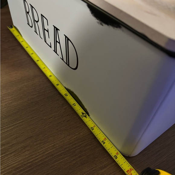 Farmhouse Style Bread box, white finish with black detail & distressed gray lid - Picture 7 of 9